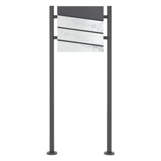 ML Design Ml-design - Ecd Germany Buz&oacute;n De Correo Con Soporte Y Compartimento Para El Peri&oacute;dico 37x37x11cm Acero Antracita &Oacute;ptica De M&aacute;rmol Blanco Con 2 Llaves 