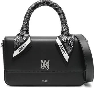 Amiri Bandana-trimmed Leather Handbag