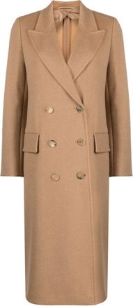 Max Mara peak-lapels double-breasted coat - women - Viscose/Polyamide/Camel Hair/Elastane - 44 - Brown