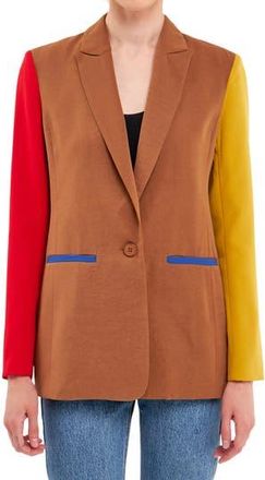 endless rose Colorblock Blazer in Brown Multi at Nordstrom Rack, Size X-Large