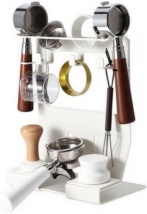 OEM Organizador De Accesorios Para Caf&eacute;: Soporte De Acero Para Prensador Y Portafiltro De 51-54 Mm, Blanco