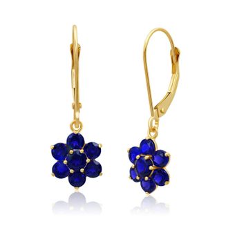 MAX + STONE Solid 14K Yellow or White Gold Gemstone Flower Shape Dangle Earrings