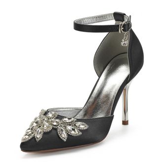 Miyoopark Womens High Heel Wedding Shoes Beaded Elegant Formal Party Pumps M530 Black UK 6.5