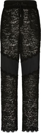 Dolce & Gabbana cordonetto-lace track pants - men - Cotton/Nylon/Rayon - 56 - Black