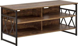 Beliani Beliani - Mueble Para Tv De Madera Oscura Con Metal Negro 4 Estantes Unidad De Almacenamiento Sala De Estar Industrial Moderno Carlisle