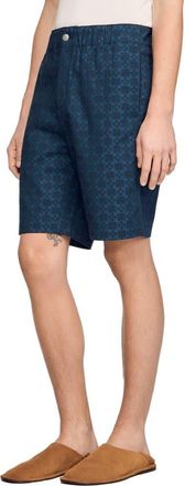 Sandro Square Cross denim shorts in Navy Blue at Nordstrom, Size Xx-Large