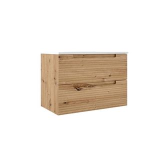 Saniclass Prime Balance Wastafelonderkast - 80x55x44.9cm - 2 lades - Geintegreerde greep - MDF - Rustiek Eiken