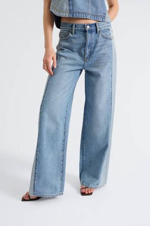 Daze Wanderer Mid Rise Palazzo Jeans In Coasting