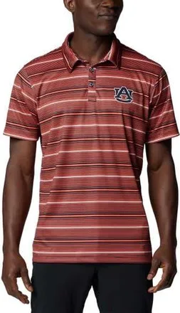 Columbia Mens Columbia Orange Auburn Tigers PFG Super Terminal Tackle Omni-Shade Stripe Polo at Nordstrom, Size X-Large