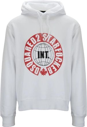 Dsquared2 Grafische Print Hoodie Katoenen Sweatshirt - Heren - Hoodies - Wit - M - Katoen - Hoodies & sweatvesten