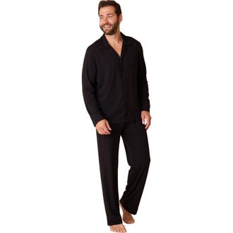 The Cats Pajamas Pima Knit Simple Set Stripes Dots in Classic Midnight at Nordstrom, Size Medium