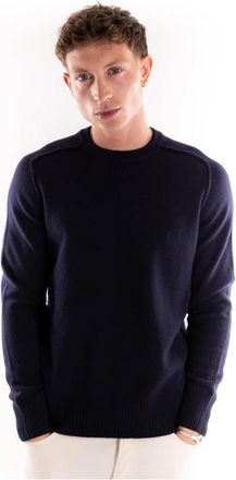 Paolo Pecora Rondgebreide trui - Heren - Ronde hals truien - Blauw - M - Wol - Truien & Vesten