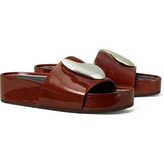 Tory Burch Patos Platform Slide Sandal in Russet Brown /Silver at Nordstrom, Size 10.5