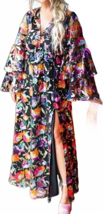 BuddyLove Multi Sequin Maxi Dress In Black