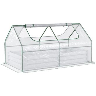 OUTSUNNY Raised Garden Bed Planter Box with Greenhouse - Large Window - Clear | TJ Hughes