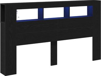 vidaXL Vidaxl - Testiera Led Con Lo Scaffale Rovere Nero 180 X 18.5 X 103.5 Cm