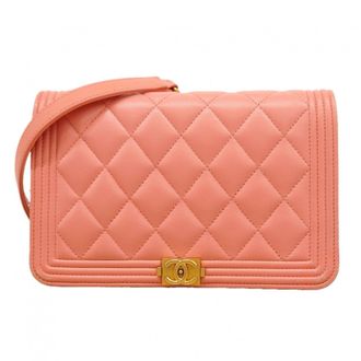 Chanel Pink Leather Chain/Shoulder Wallet (Pre-Owned)