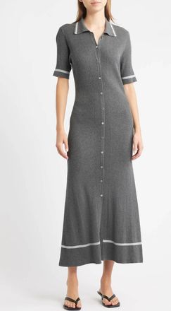 Rag & Bone Kassy Tipped Midi Polo Dress In Charcoal