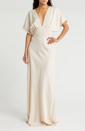 By Design Paige Dolman Sleeve Satin Dress in Champagne at Nordstrom Rack, Size X-Small