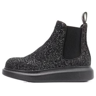 Alexander McQueen (WMNS) Alexander McQueen Glitter Detail Ankle Boots Black 621041W4EY71000