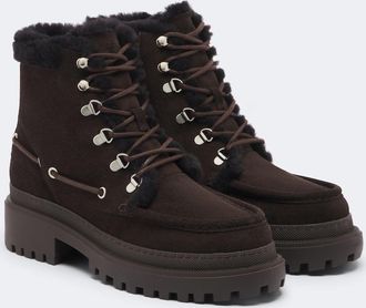 Yves Salomon Botas con cordones de ante con borrego