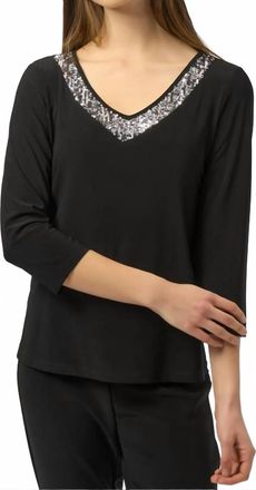 Joseph Ribkoff Chic V-Neck Pullover In Black/silver