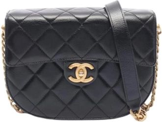 Chanel Pre-owned Vintage Crossbody Bag - Dames - Vintage Schoudertas - Zwart - ONE Size - Leer - Vintage