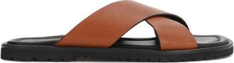 Kazar Leren Slippers met Brede Banden - Heren - Sandalen - Bruin - 41 EU - Leer - Schoenen
