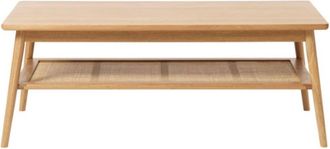 Meubles et Design Mesa baja de madera y mimbre 120x60cm - Madera clara