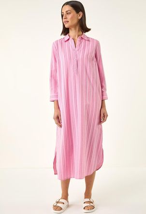 Roman Textured Stripe Shirt Dress