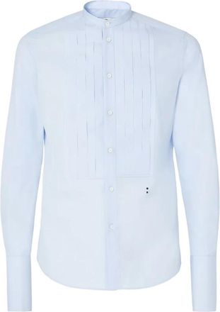 Fendi Slim-fit Shirt - Heren - Zakelijke Overhemden - Blauw - 3XL - Katoen - Overhemden