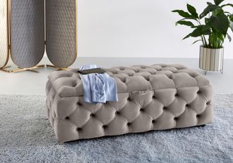 HOME AFFAIRE Polsterhocker »KALINA, hochwertige Knopfheftung, B/T/H: 120/55/45 cm« mit Staufach und innenliegenden Laschen zur besseren Aufbewahrung