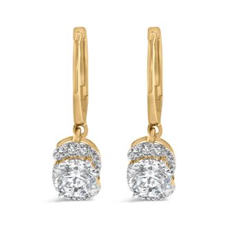 House of Brilliance 10K Yellow Gold Plated.925 Sterling Silver 2.0 Cttw Lab Grown Diamond Galaxy Halo Drop Earrings