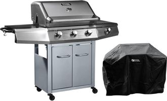 Habitat et Jardin Barbacoa A Gas bingo 4 - 4 Quemadores (1 Lateral) - 14kw + Funda De Protecci&oacute;n- Plateado