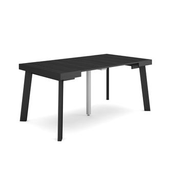 Skraut Home Mesa Consola Extensible, Mesa Comedor Plegable, 160, Para 8 Comensales, Patas De Madera, Estilo Moderno, Negro - Skraut Home