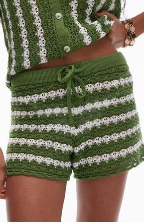 Topshop Stripe Knit Shorts in Medium Green at Nordstrom Rack, Size X-Small