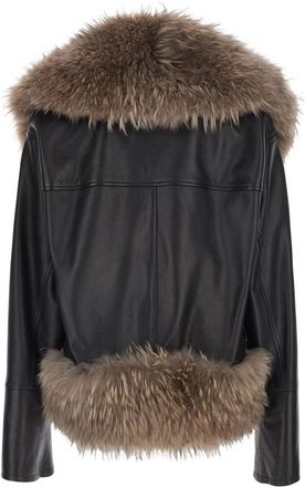 BLANCHA Womens Leather Jacket Black Sheep Coat