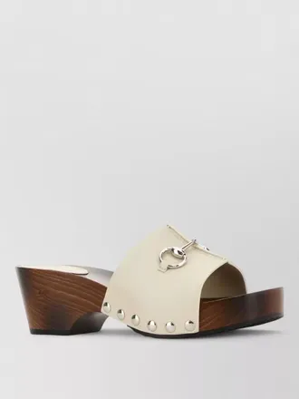 Gucci leather wedge sandals open toe studs