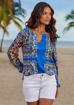 Lascana Womens Printed Keyhole Top