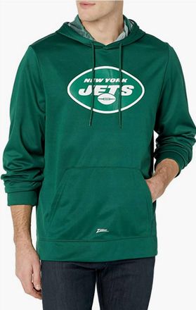 Zubaz New York Jets Nfl Team Color Hoodie With Camo Liner In Green