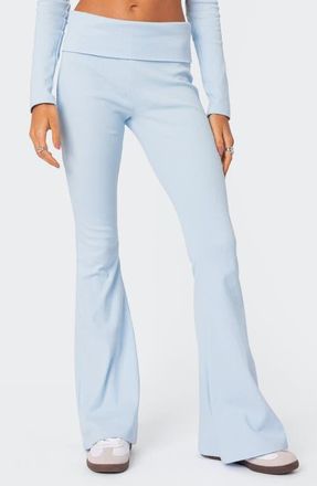 Edikted Coffee Break Rib Flare Leggings in Light-Blue at Nordstrom, Size X-Small