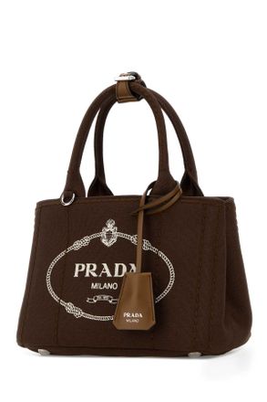 Prada Womens Brown Canvas Mini Prada Jardini&atilde;&uml;re Handbag Cacao Borse A Mano Bag