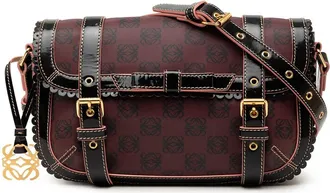Loewe Pre-owned Loewe Sequin Trimmed Anagram PVC Coated Canvas Double Buckle Flap Shoulder Bag Ladies Q4ERTAZOX6XFCSP2