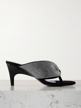 The Attico Mule In Camoscio Imbottito Con Cristalli Rem - Nero