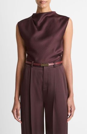 Vince Cowl Neck Satin Top in Fig at Nordstrom, Size Xx-Small