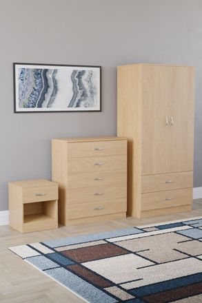 Home Discount Vida Designs Riano 3 Piece Bedroom Set with 5 Drawer Chest & Wardrobe in Brown