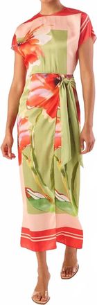 Misa Devorah Midi Dress In Scarf Flora Satin
