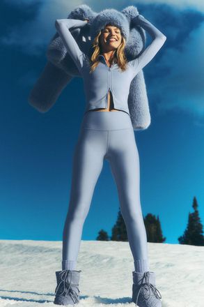 Alo | Airlift Winter Warm High-Waist Legging in Winter Frost Blue, Size: Medium