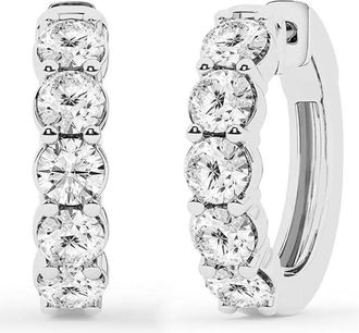 Grown Brilliance 2.0 Carat Round Lab Grown Diamond Hoop Earrings in Sterling Silver, Color G+, Clarity SI, Fine Jewelry for Women