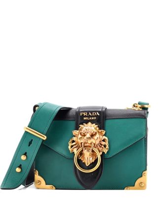 Prada Animalier Cahier Leather Small crossbody bag - Groen